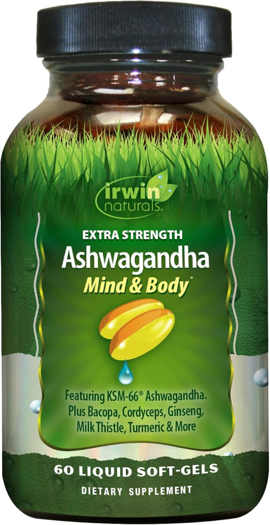 60 Liquid Softgels with Adaptogenic Herbs for Stress, Mood, and Performance, Including Ashwagandha, Cordyceps, and Turmeric