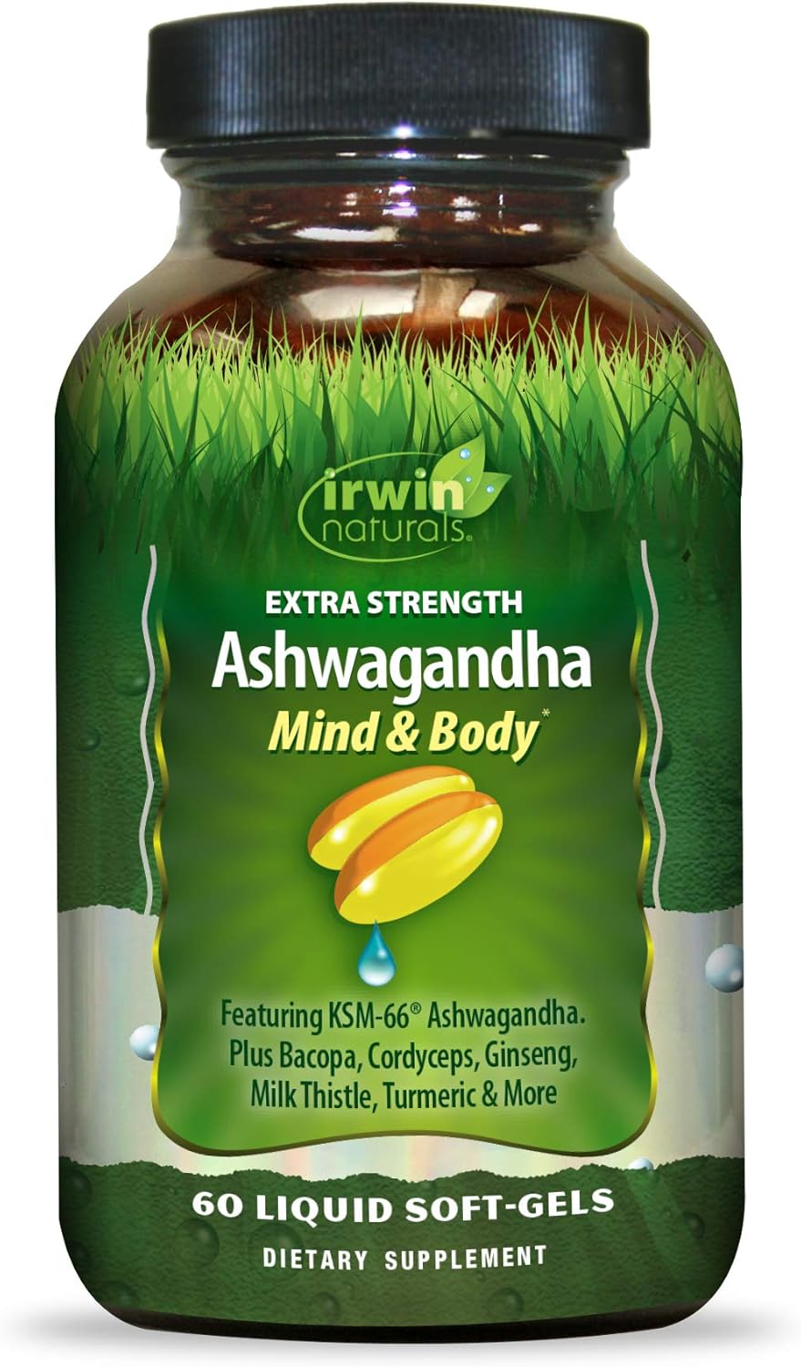 60 Liquid Softgels with Adaptogenic Herbs for Stress, Mood, and Performance, Including Ashwagandha, Cordyceps, and Turmeric