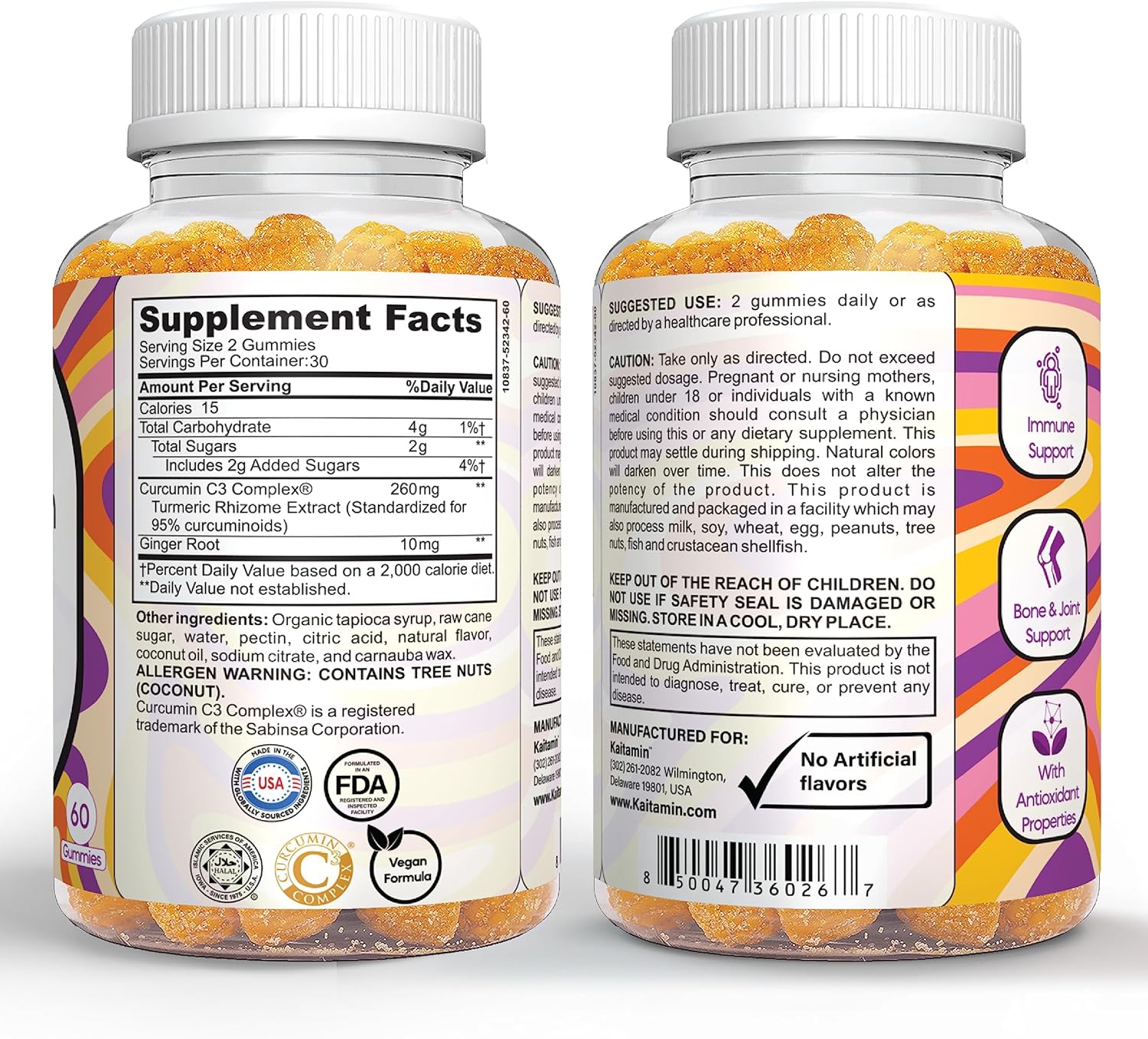 60 Mango Flavored Turmeric Curcumin Gummies with Ginger - Joint Support, Digestive Health, Immunity - Antioxidant-Rich, Vegan Formula, No Aftertaste.