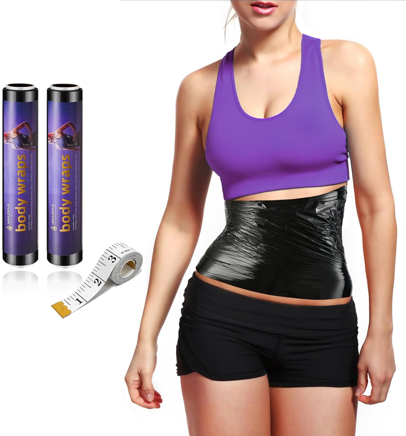 60 Meter Black Osmotic Plastic Body Wrap for Workouts & Sweat Enhancement - DIY Sauna Wrap Kit (2 Rolls)