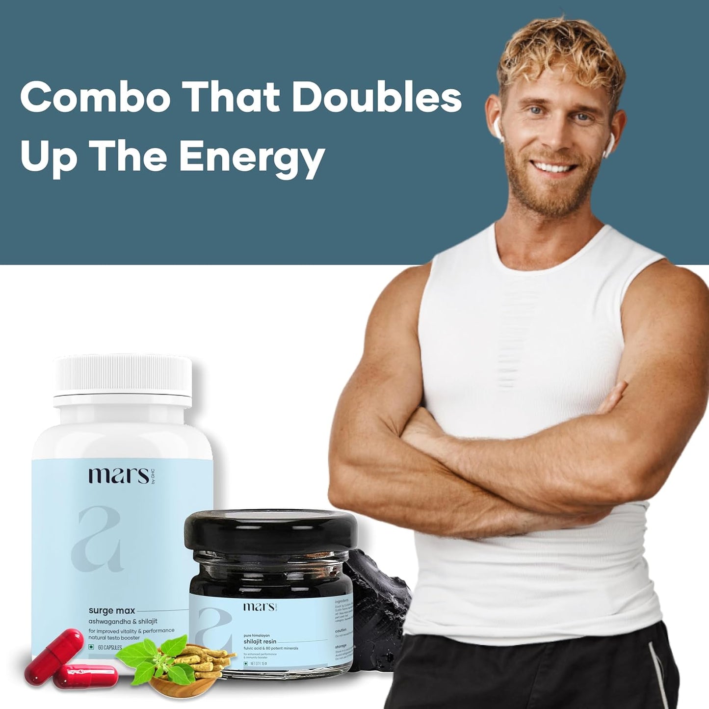 60 N Mars & Surge Max Combo: GHC Pure Shilajit Resin with High Fulvic Acid Content