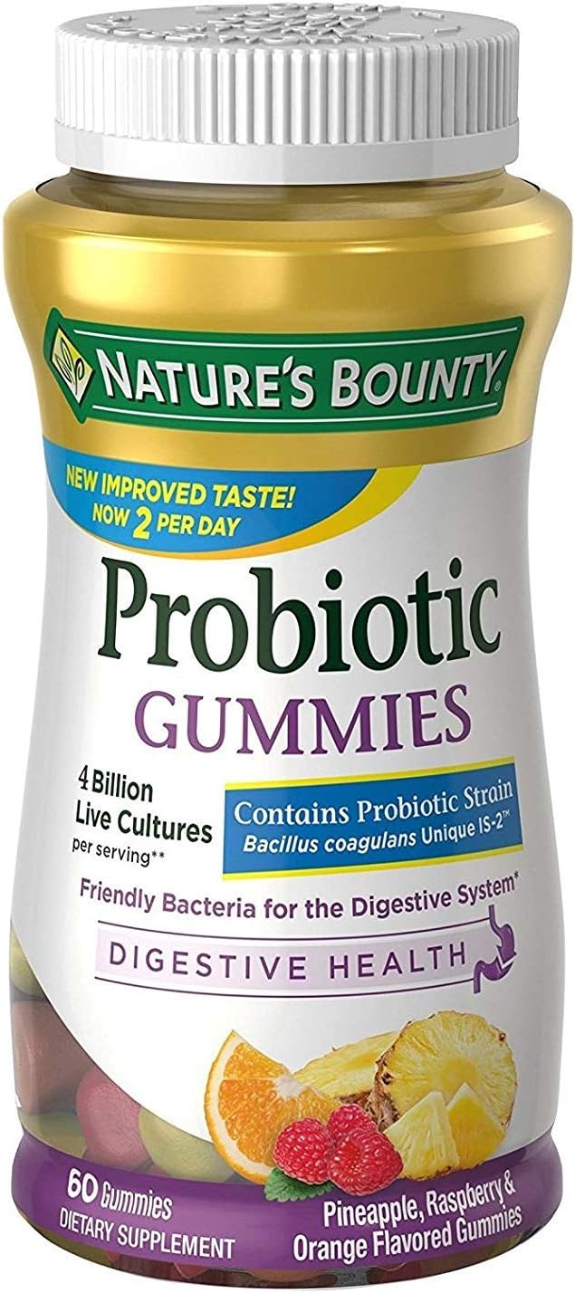 60 Nature's Bounty Probiotic Gummies for Digestive Health - Immune Support Supplement for Gut Health, 5 Billion CFUs