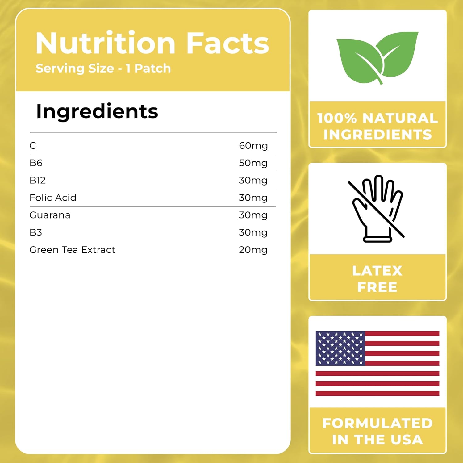 60-Pack VIORY Energy Patches with Biotin - Natural Energy and Focus Support for Men and Women