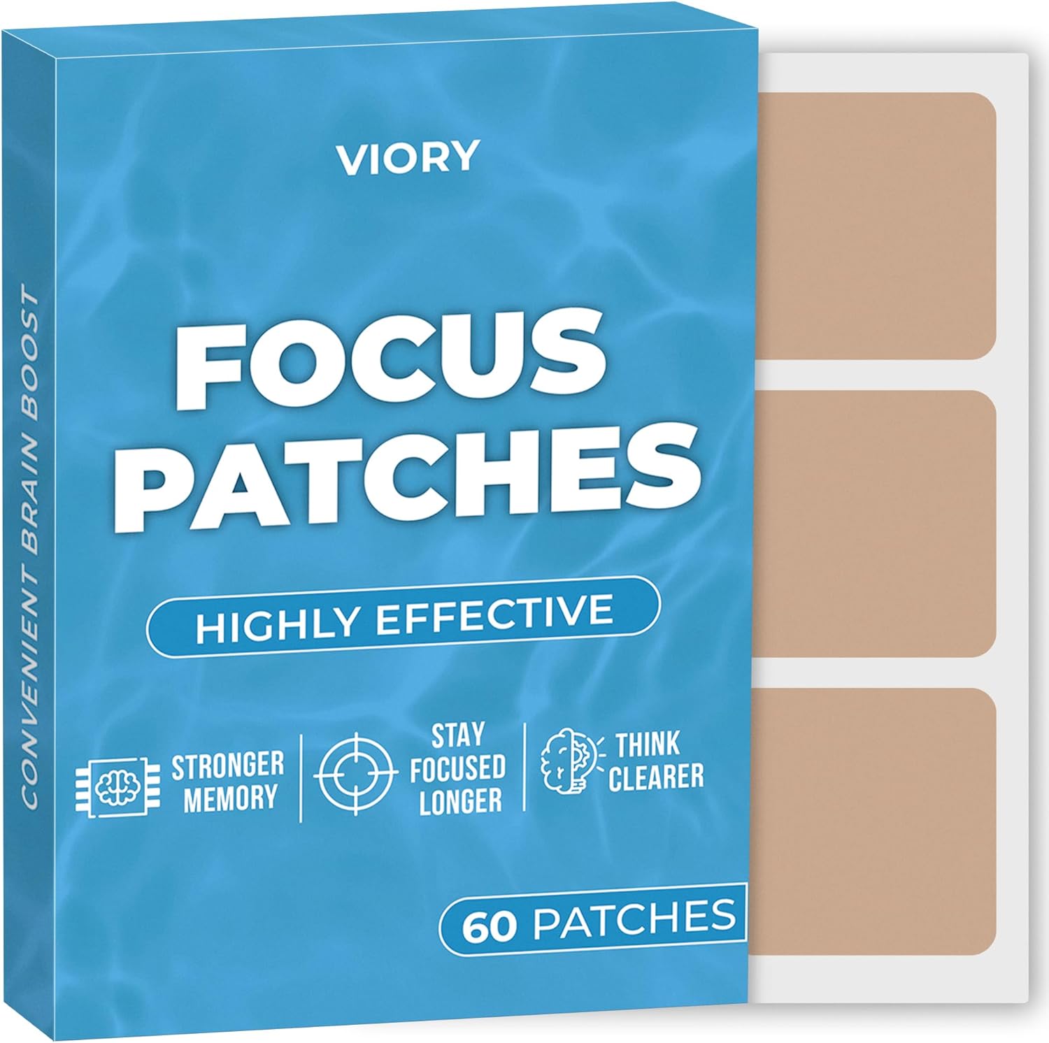 60-Pack VIORY Focus Patches with Zinc & Biotin for Energy & Body Support