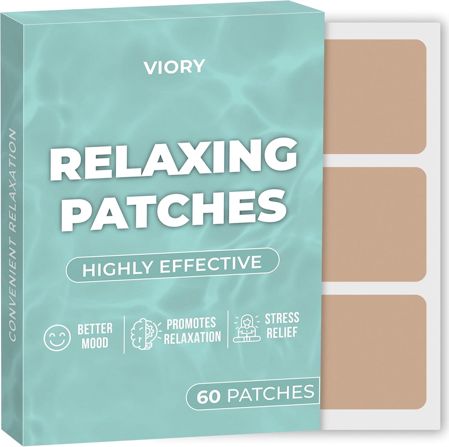 60-Pack VIORY Relax Patches with Biotin, D, Turmeric Curcumin - Natural Patch for Relaxation and Stress Relief - Enhanced Formula for Men and Women