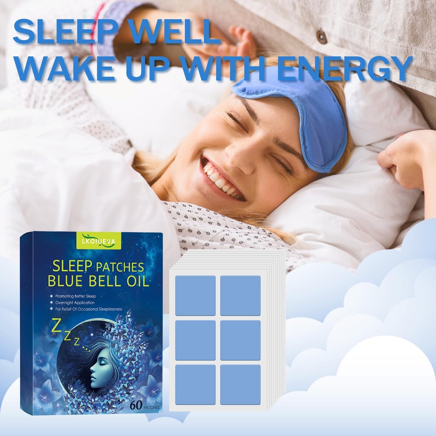 60 Pcs LKOIUEVA Extra Strength Sleep Patches for Men and Women - Natural Deep Sleep Aid with Fast-Acting and Long-Lasting Support