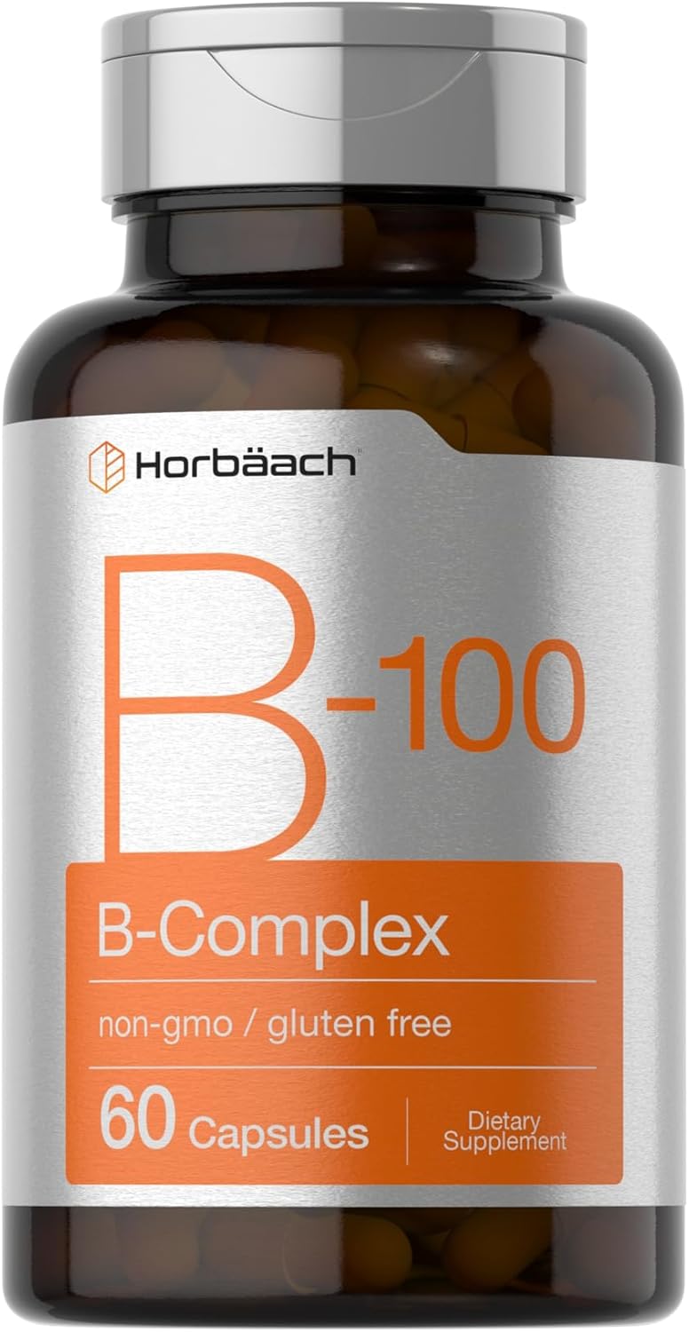 60 Quick Release Capsules Horbäach Vitamin B-100 Complex - Non-GMO & Gluten-Free Supplement