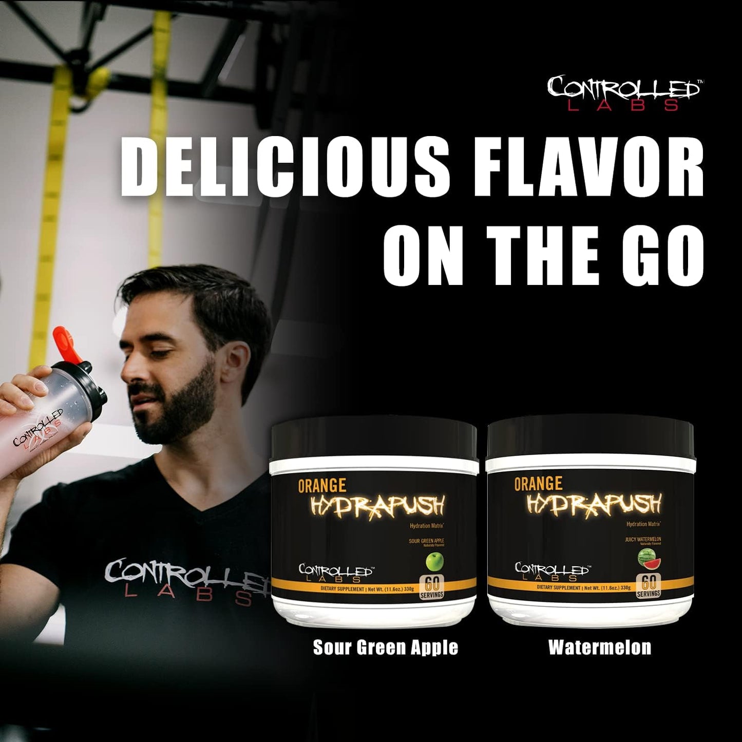 60 Servings of CONTROLLED LABS Orange HydraPush Electrolyte Powder for Advanced Hydrating Recovery - Sour Green Apple Flavor with Coconut Water, Taurine - Boost Energy, Endurance