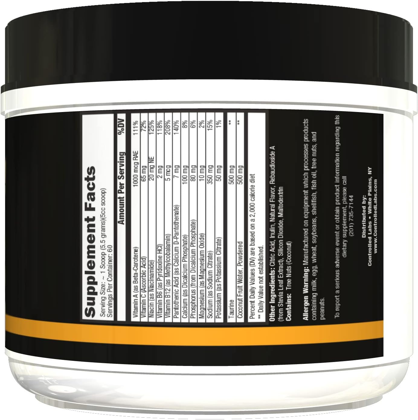 60 Servings of CONTROLLED LABS Orange HydraPush Electrolyte Powder for Advanced Hydrating Recovery - Sour Green Apple Flavor with Coconut Water, Taurine - Boost Energy, Endurance