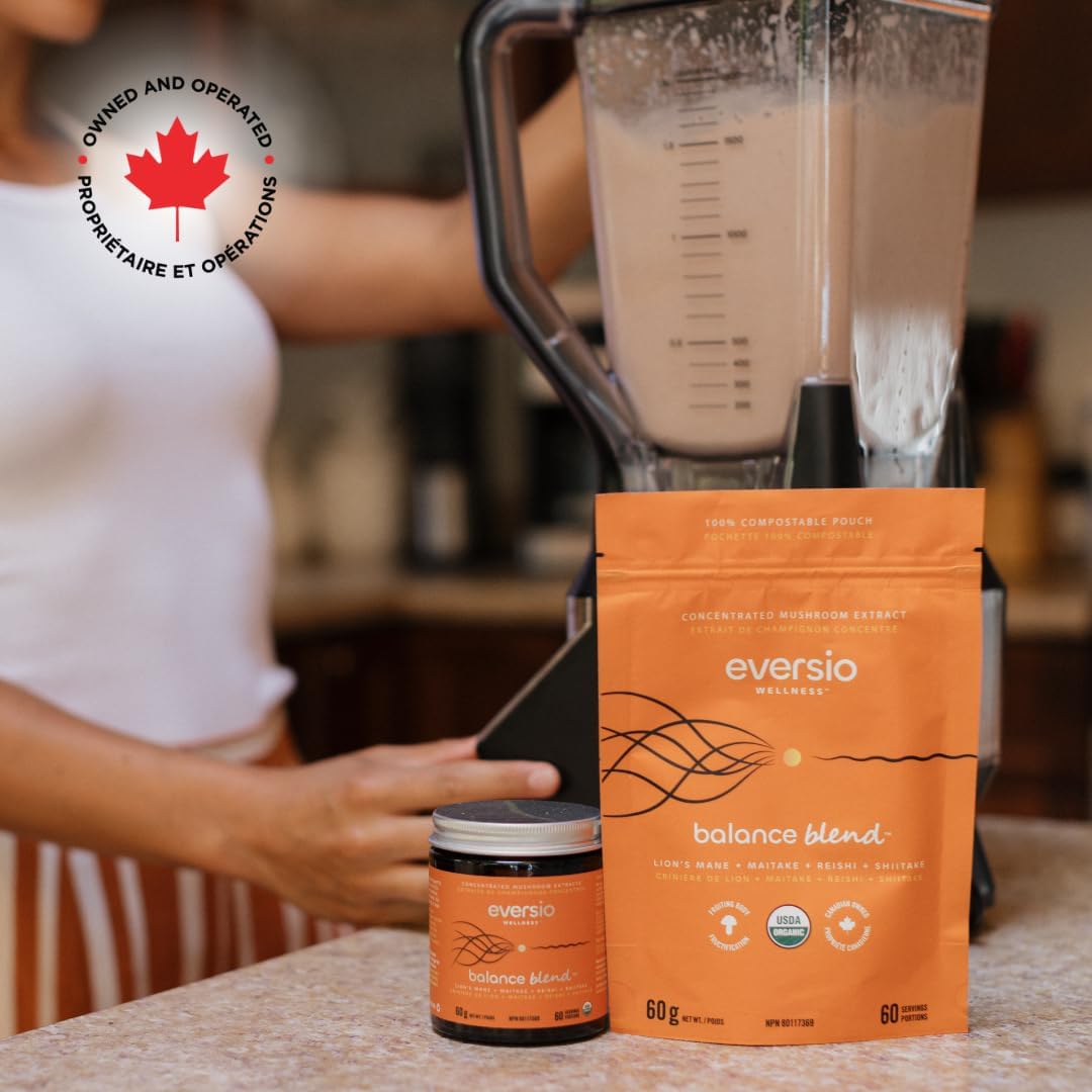 60 Servings of Eversio Wellness 4 Mushroom Blend Powder for Mushroom Coffee - Maitake, Shiitake, Lion’s Mane, Reishi Extracts (60g)