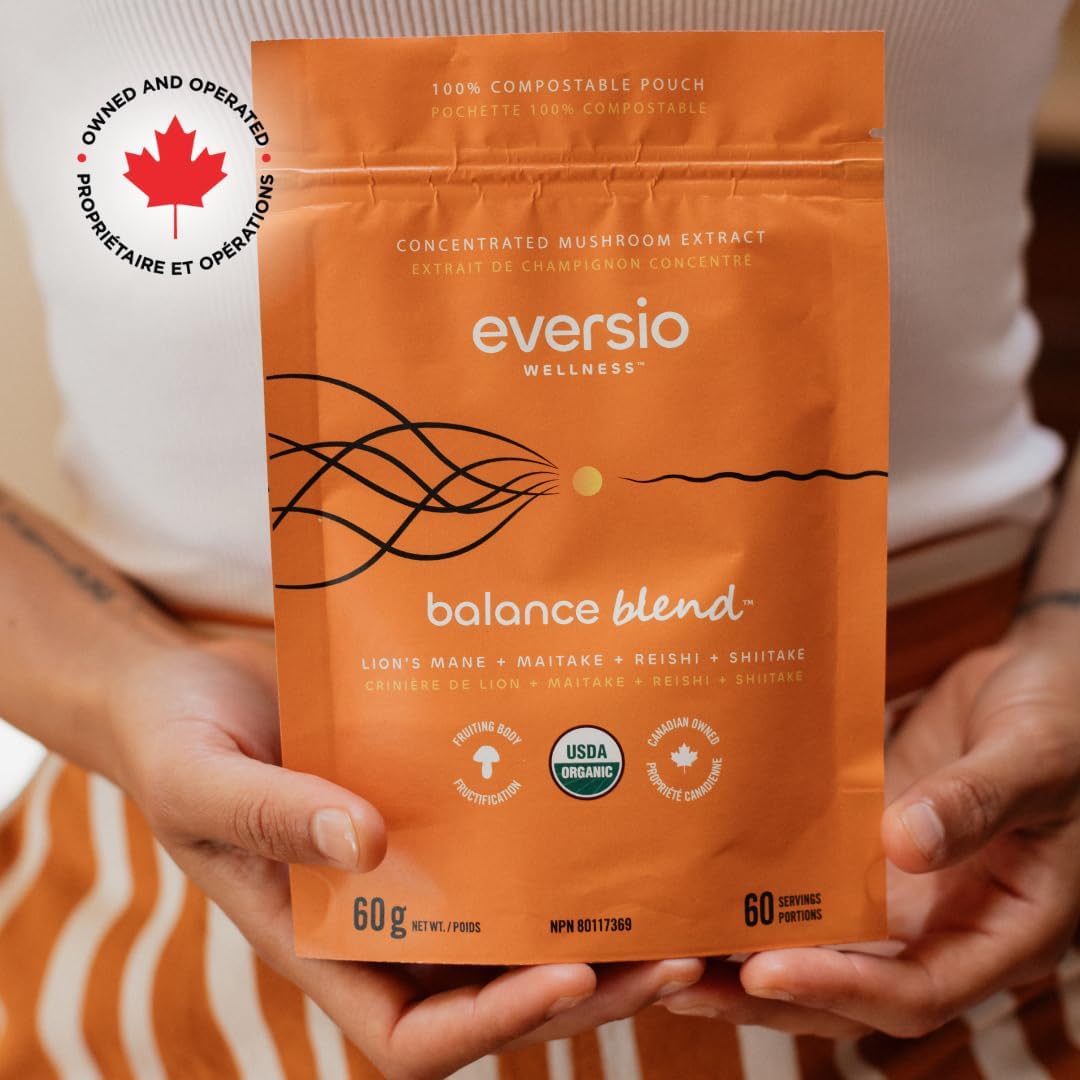60 Servings of Eversio Wellness 4 Mushroom Blend Powder for Mushroom Coffee - Maitake, Shiitake, Lion’s Mane, Reishi Extracts (60g)