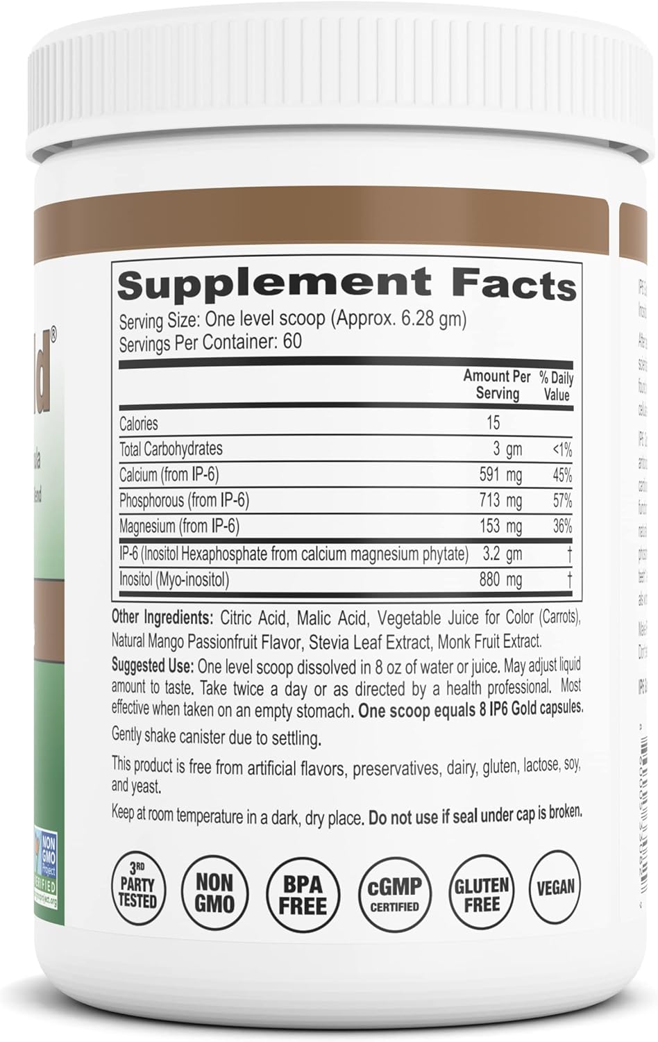 60 Servings of IP6 Gold Powder with Enhanced Mango Passionfruit Flavor