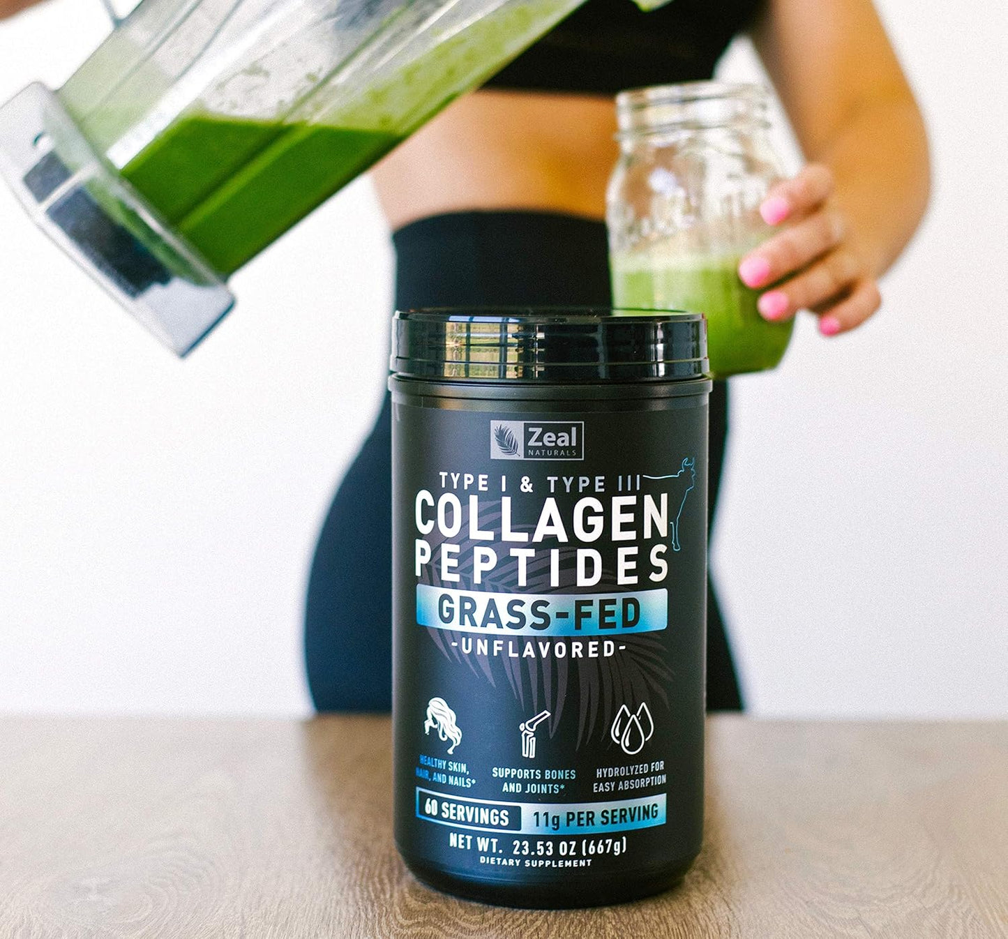 60 Servings of Zeal Naturals Pure Collagen Peptides Powder for Healthy Skin and Joints