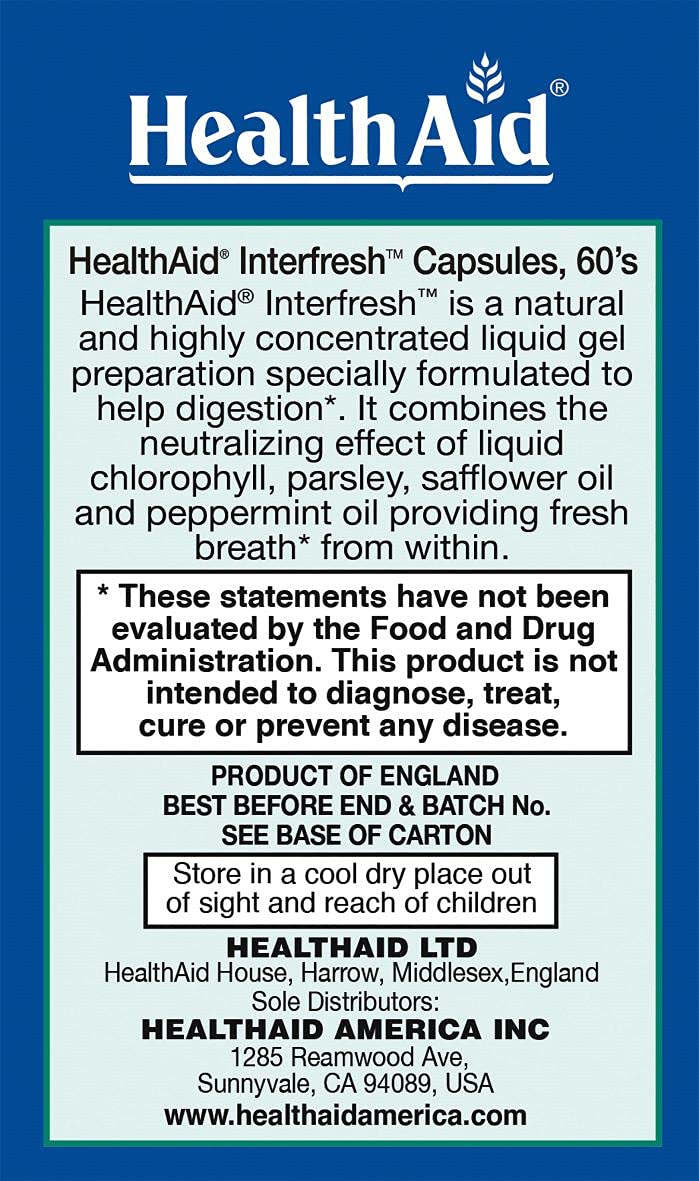 60 Soft Gel Capsules of Interfresh: Daily Digestive and Colon Health Supplement for Fresh Breath