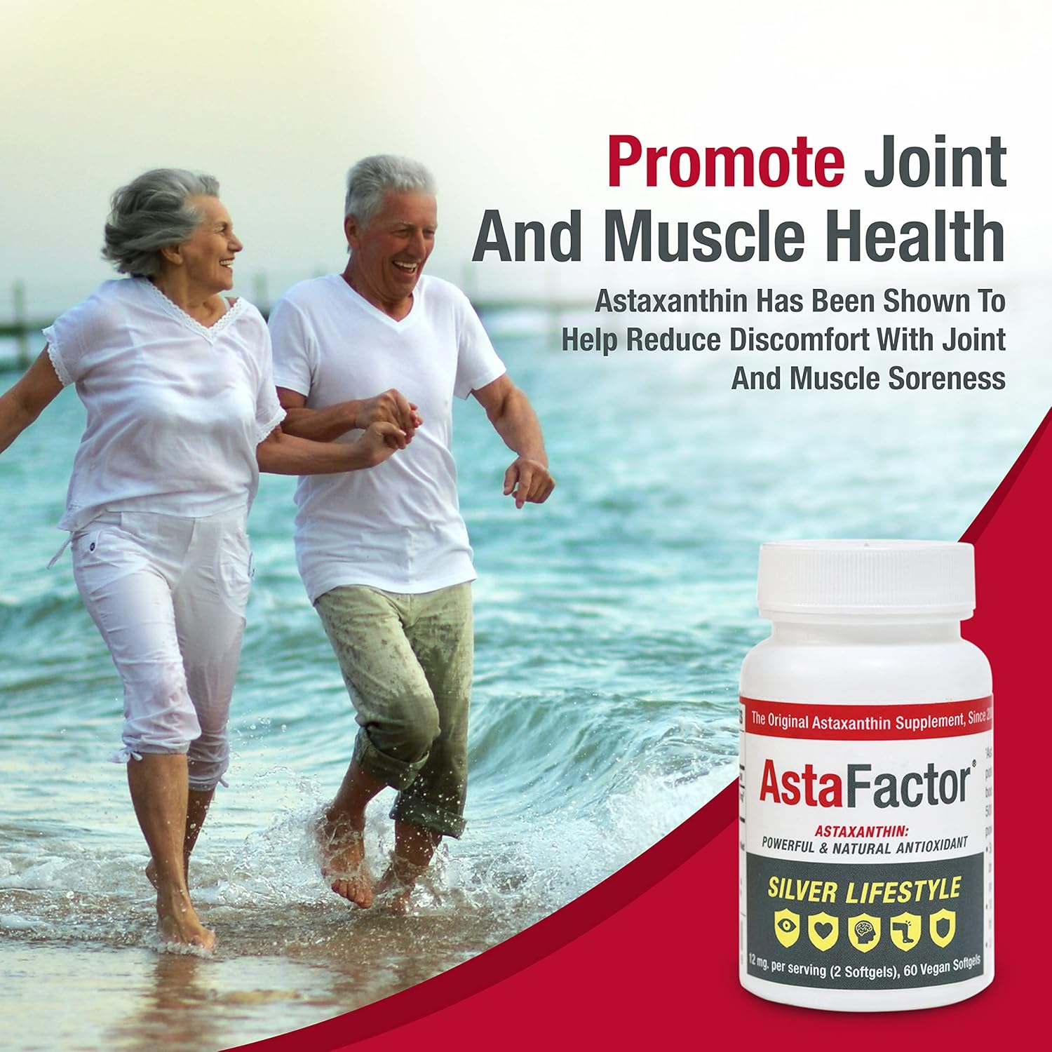 60 Softgel Astaxanthin Supplement for a Silver Lifestyle by AstaFactor