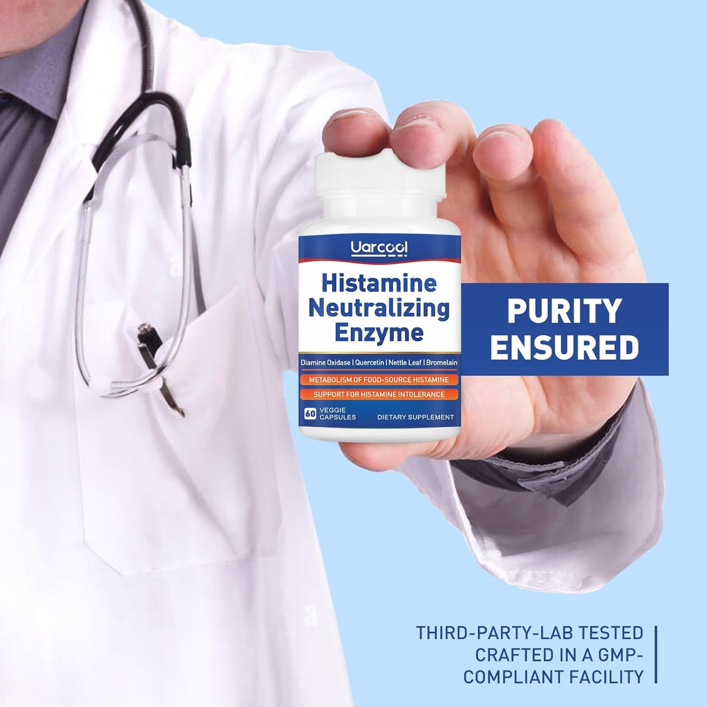 60 Softgels of Uarcool Histamine Diamine Oxidase Supplement for Digestive Health - Made in USA