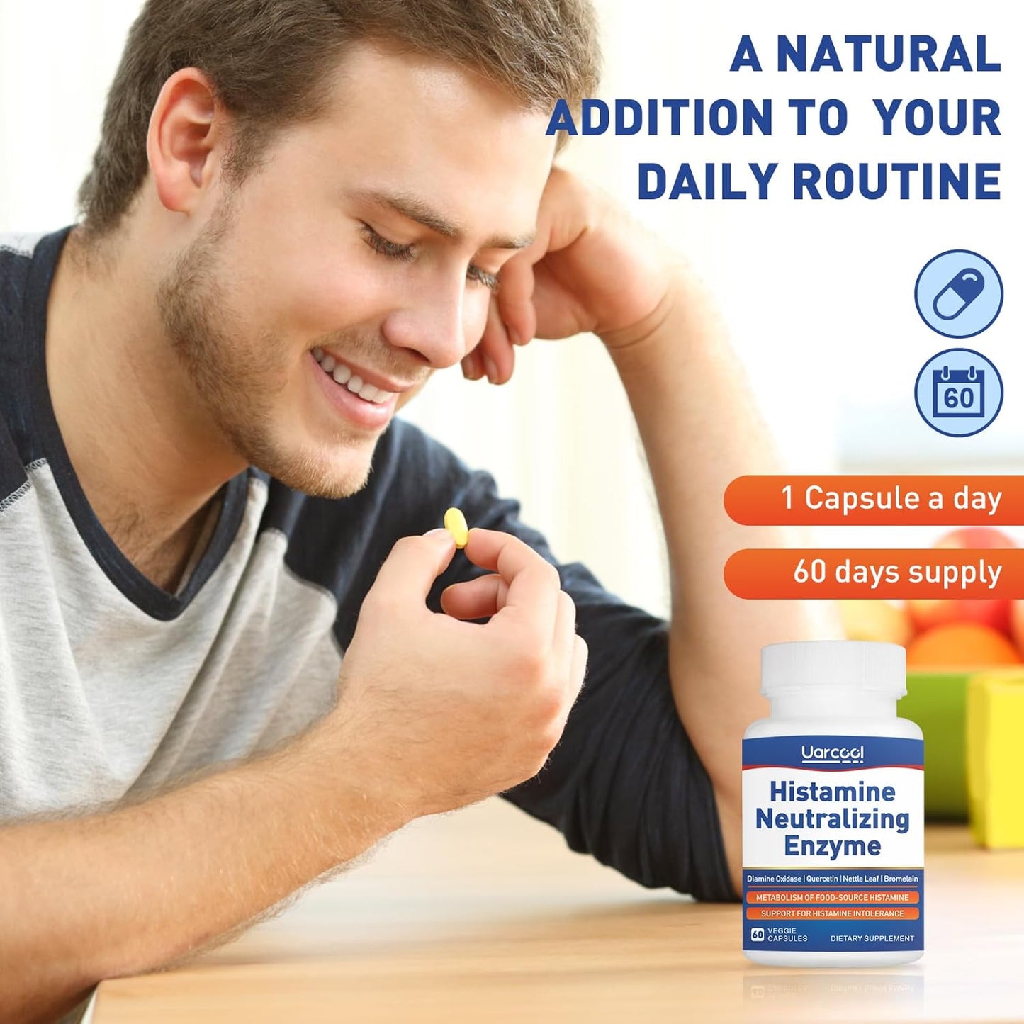 60 Softgels of Uarcool Histamine Diamine Oxidase Supplement for Digestive Health - Made in USA
