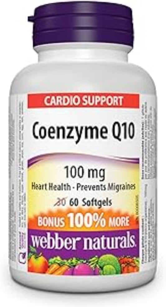 60 Softgels of Webber Naturals Coenzyme Q10 100 mg for Heart Health and Energy Boost