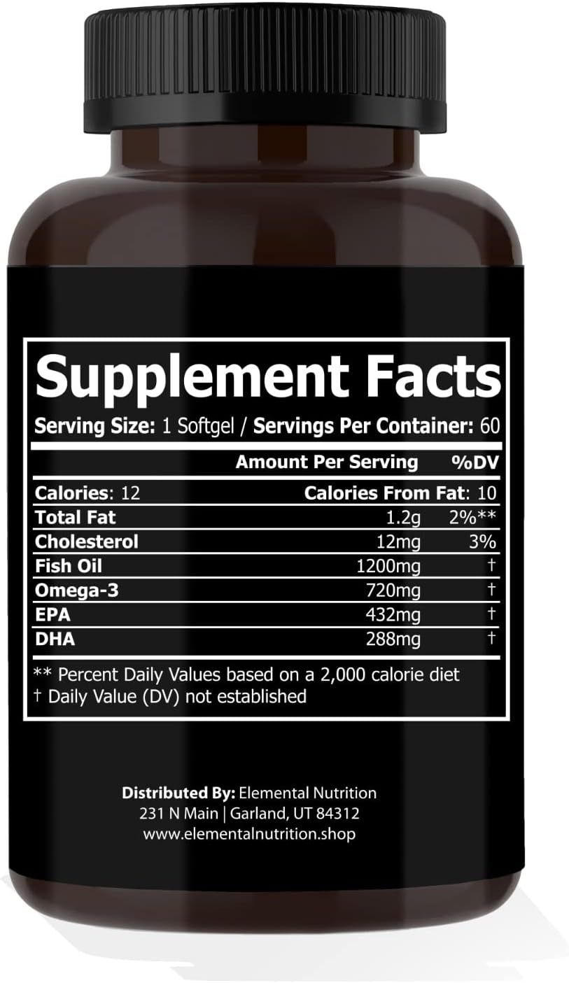 60 Softgels Omega-3 Fish Oil Supplement with EPA & DHA in Value Bottle