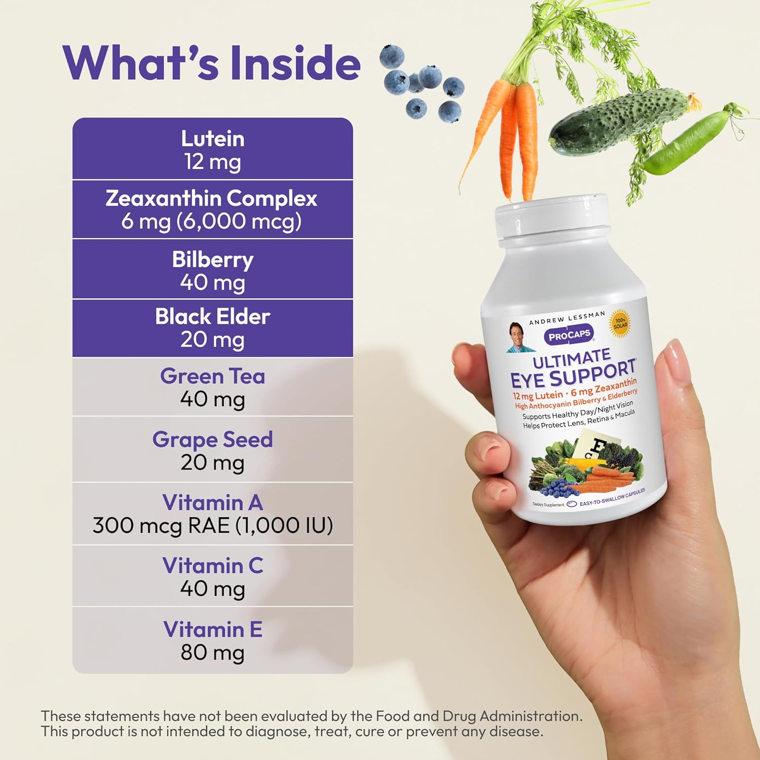 60 Softgels Ultimate Eye Support with Lutein, Zeaxanthin, Bilberry - Promotes Healthy Vision, No Additives