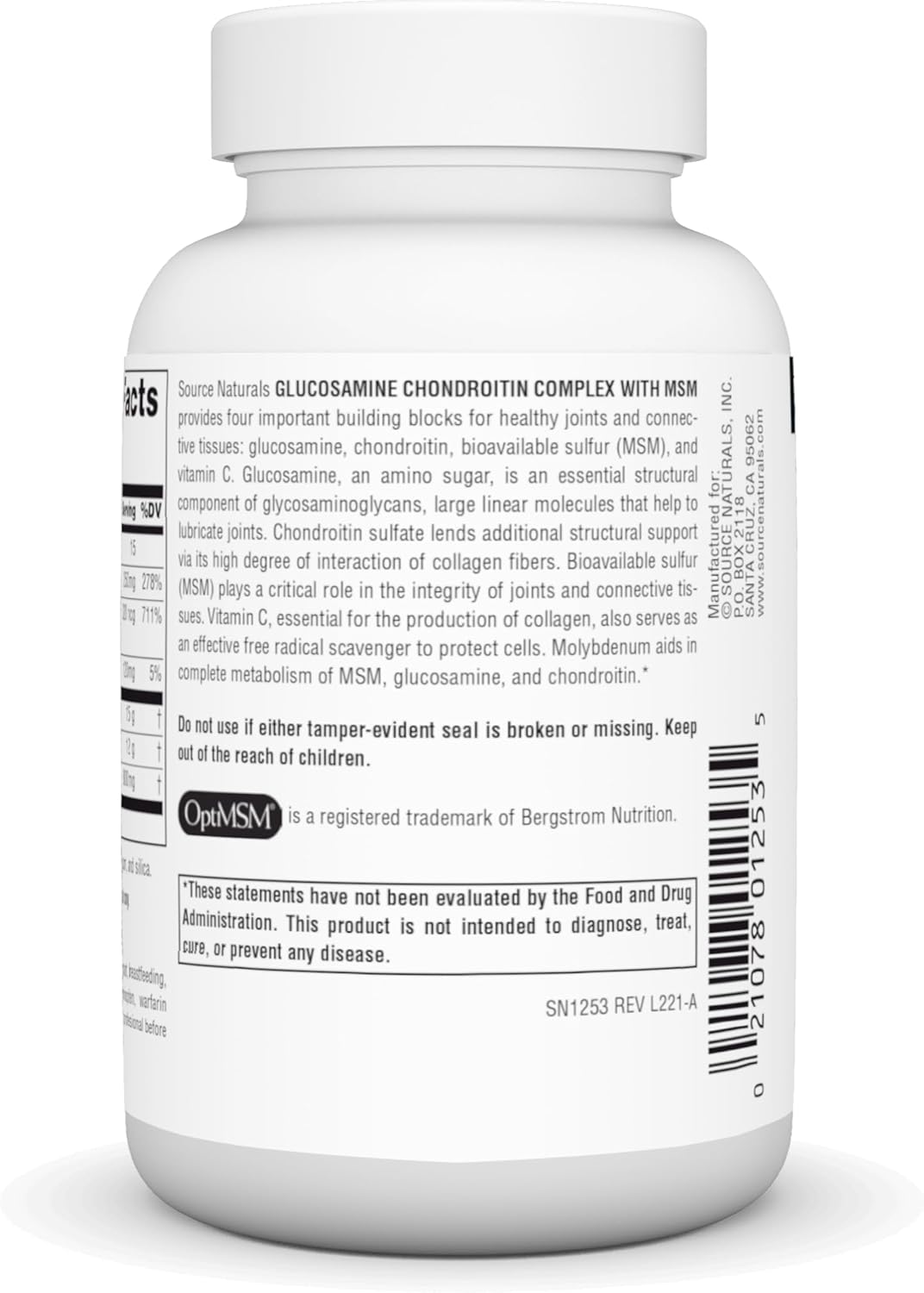 60 Tablet Source Naturals Glucosamine Chondroitin Complex with MSM for Joint Support
