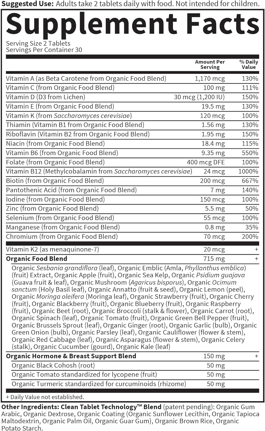60 Tablets Garden of Life Organics Women's Multi 40+ Vitamins, Vegan Support for Hormone & Breast Health, Whole Food Multivitamin for Women Over 40