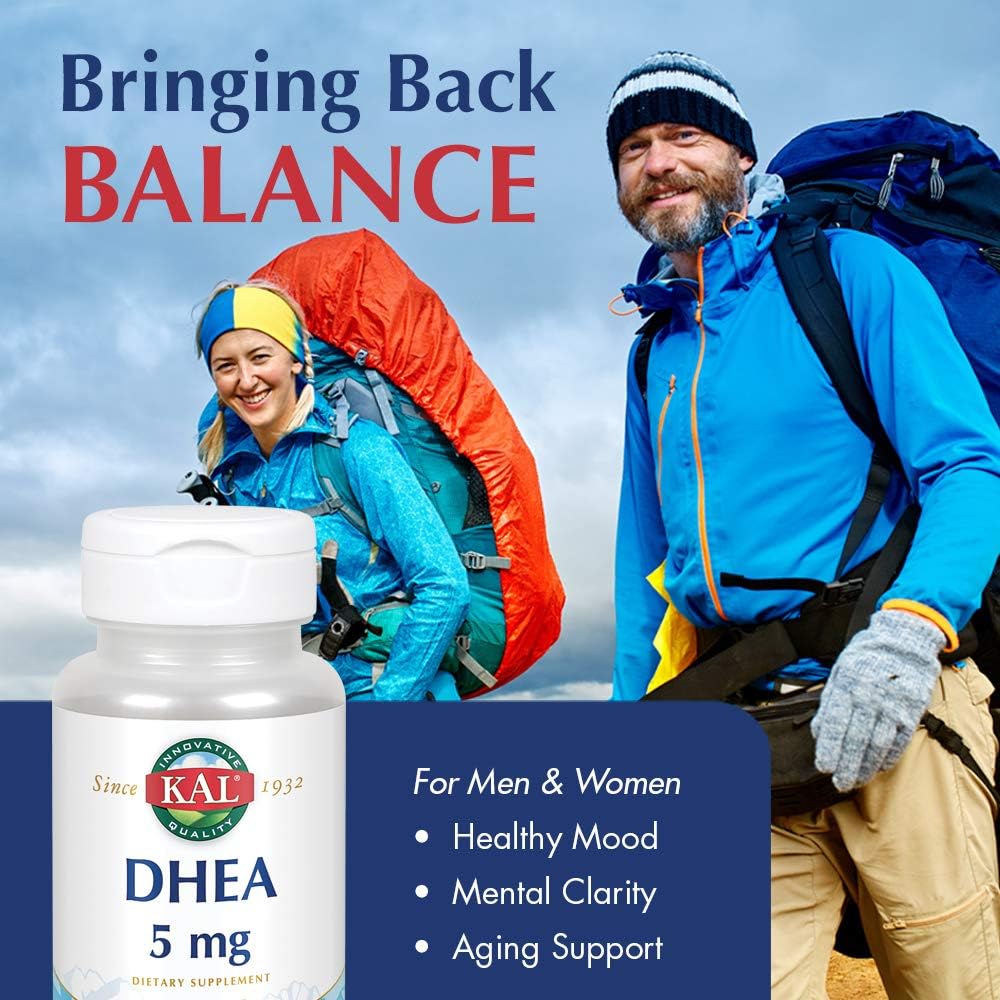 60 Tablets of Kal DHEA-5mg Supplement for Hormonal Support
