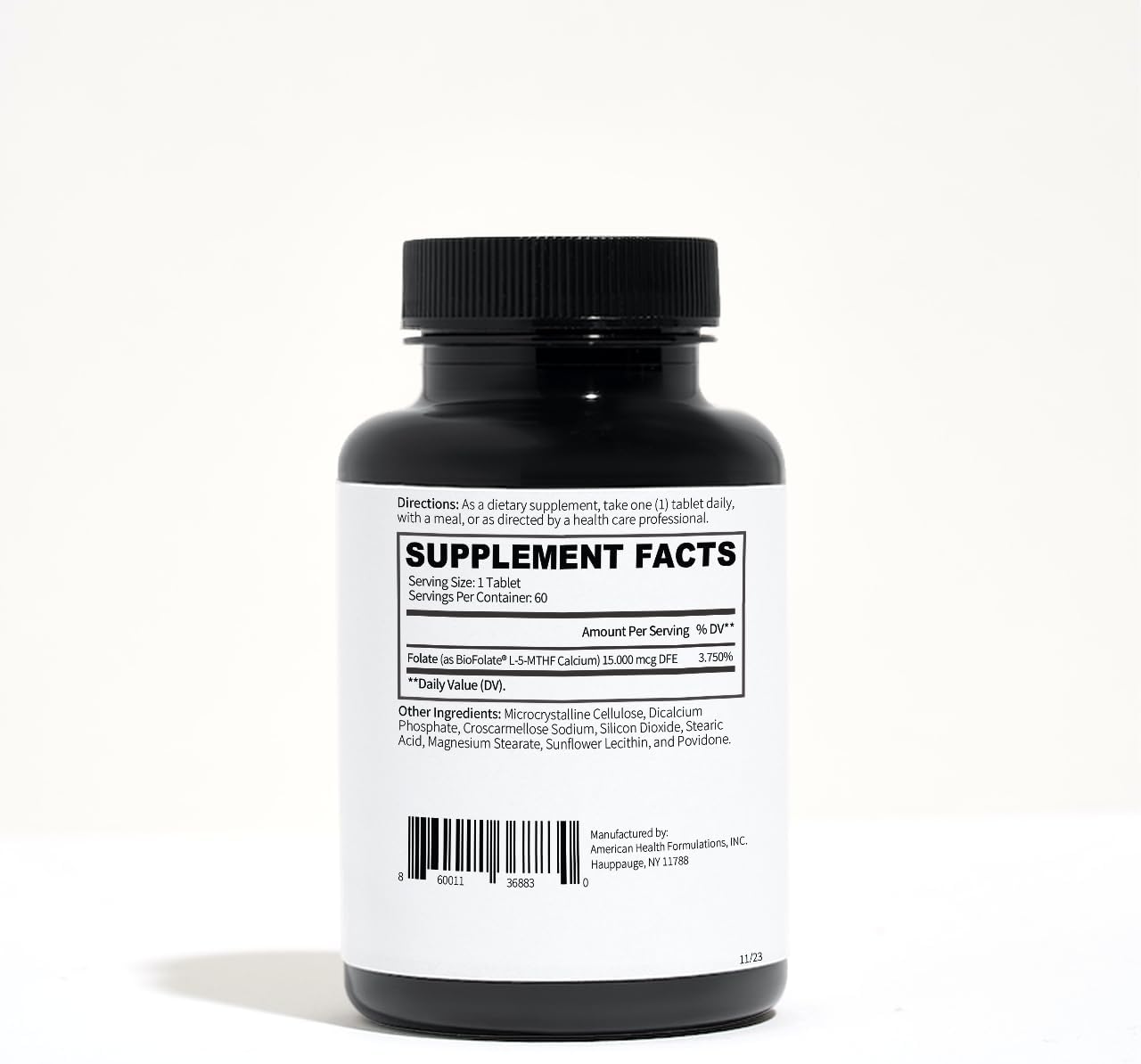 60 Tablets of SEDDS® BioFolate (L-Methylfolate) 15mg | Enhanced Absorption | Folic Acid Alternative | Non-GMO, Gluten Free | Made in USA