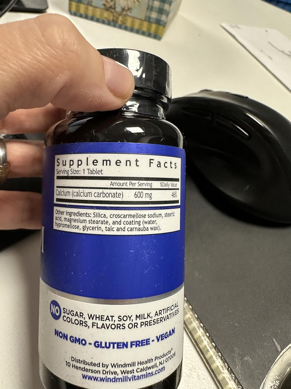 60 Tablets of Windmill Calcium Carbonate 600MG - Dietary Supplement for Bone Health