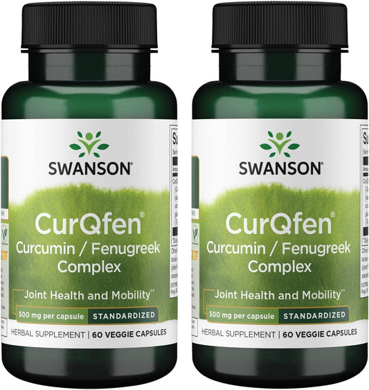 60 Veg Capsules Swanson Curqfen Curcumin/Fenugreek Complex - Controlled Release (2 Pack)