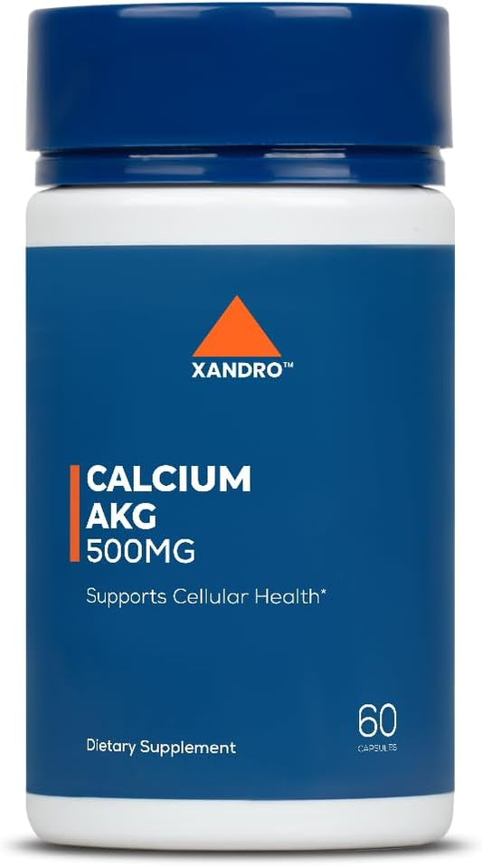 60 Vegan Capsules of XANDRO Calcium AKG 500 mg for Optimal Cellular Health