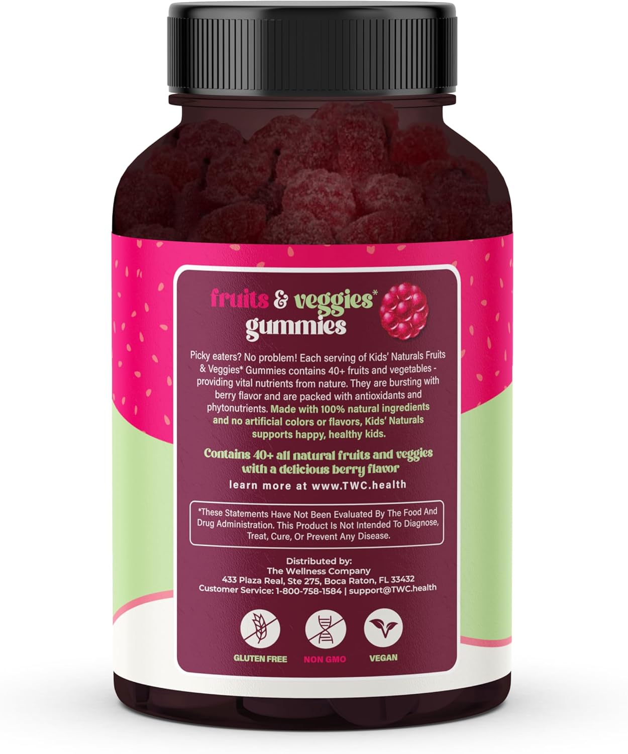 60 Vegan Gummy Supplements for Kids - Complete Daily Fruits & Veggies - Non-GMO & Gluten-Free - 1 Month Supply