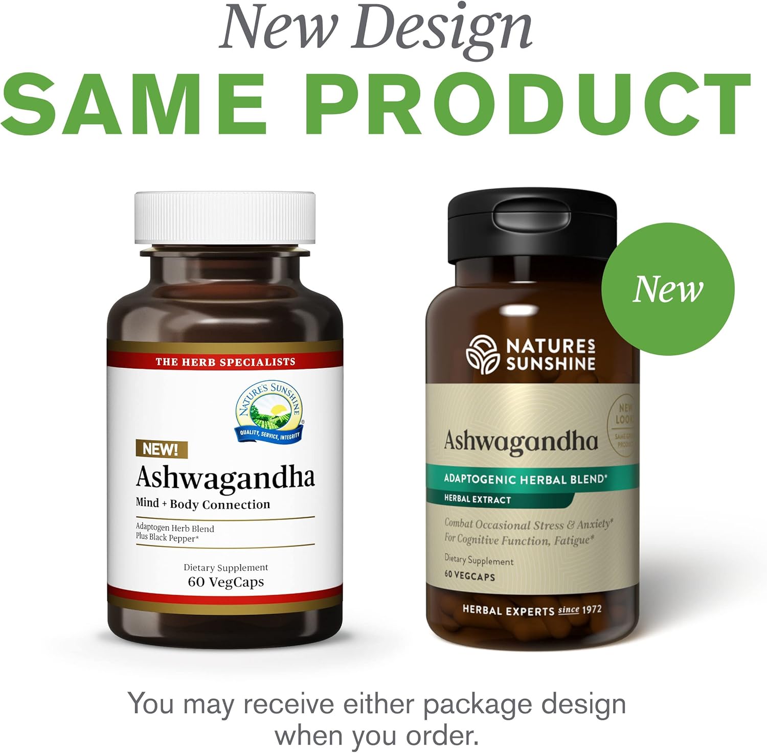 60 VegCaps of Nature's Sunshine Ashwagandha Supplement for Natural Stress Relief and Anxiety Support