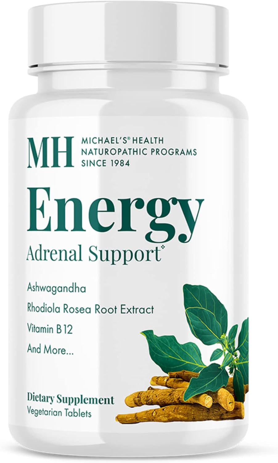 60 Vegetarian Adrenal Support Tablets by MICHAEL'S Health - Natural Nutrients for Energy - Kosher - 20 Servings