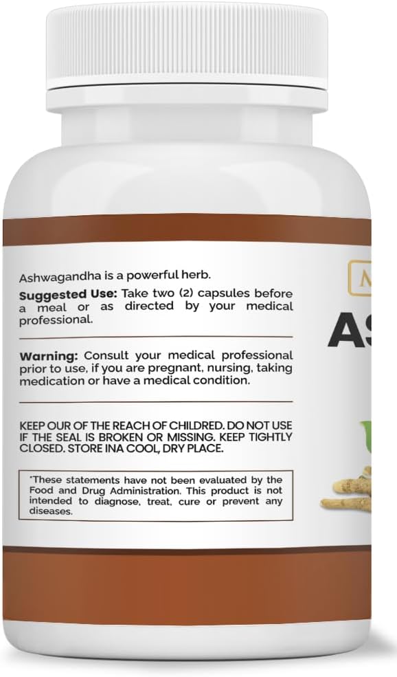60 Vegetarian Capsules of Max Strength Ashwagandha Root for Immune Support & Balance - Natural Supplement