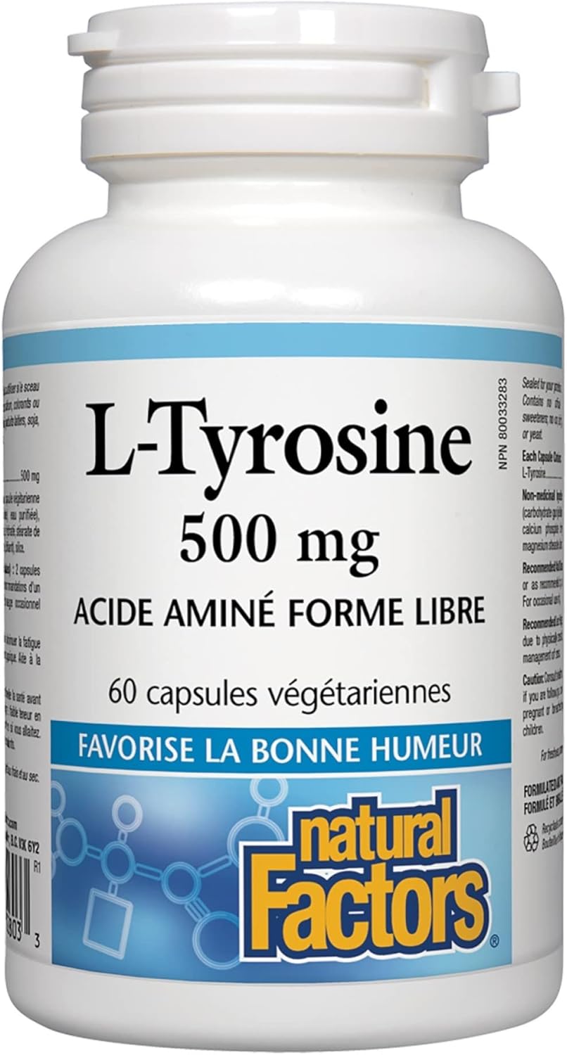 60 Vegetarian Capsules of Natural Factors L-Tyrosine for Stress Management