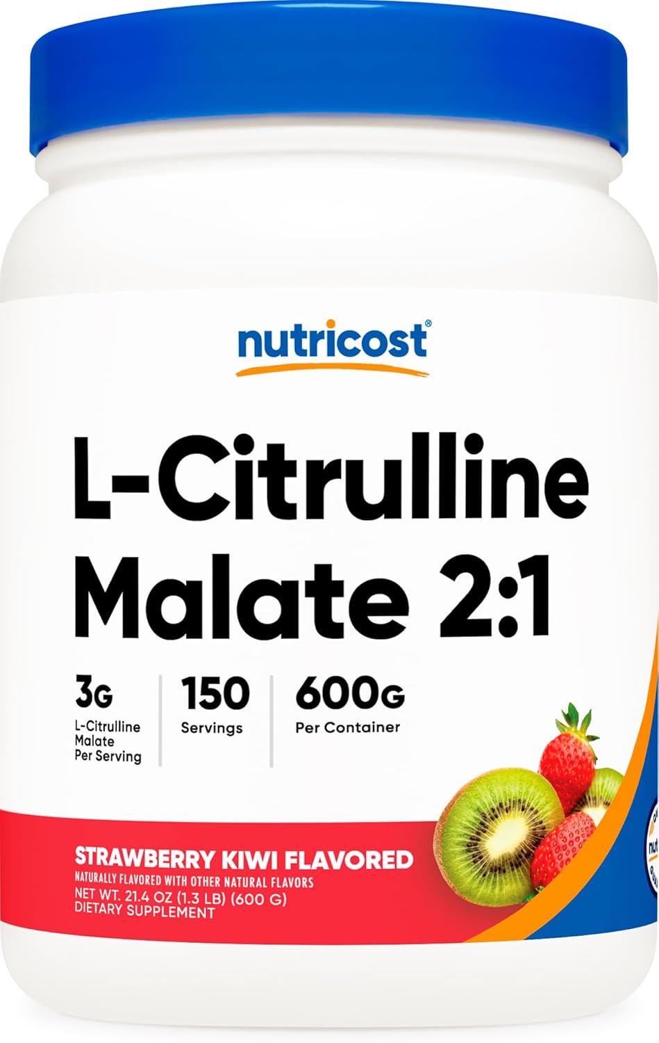 600 Grams Nutricost L-Citrulline Malate 2:1 Supplement in Strawberry Kiwi Flavor