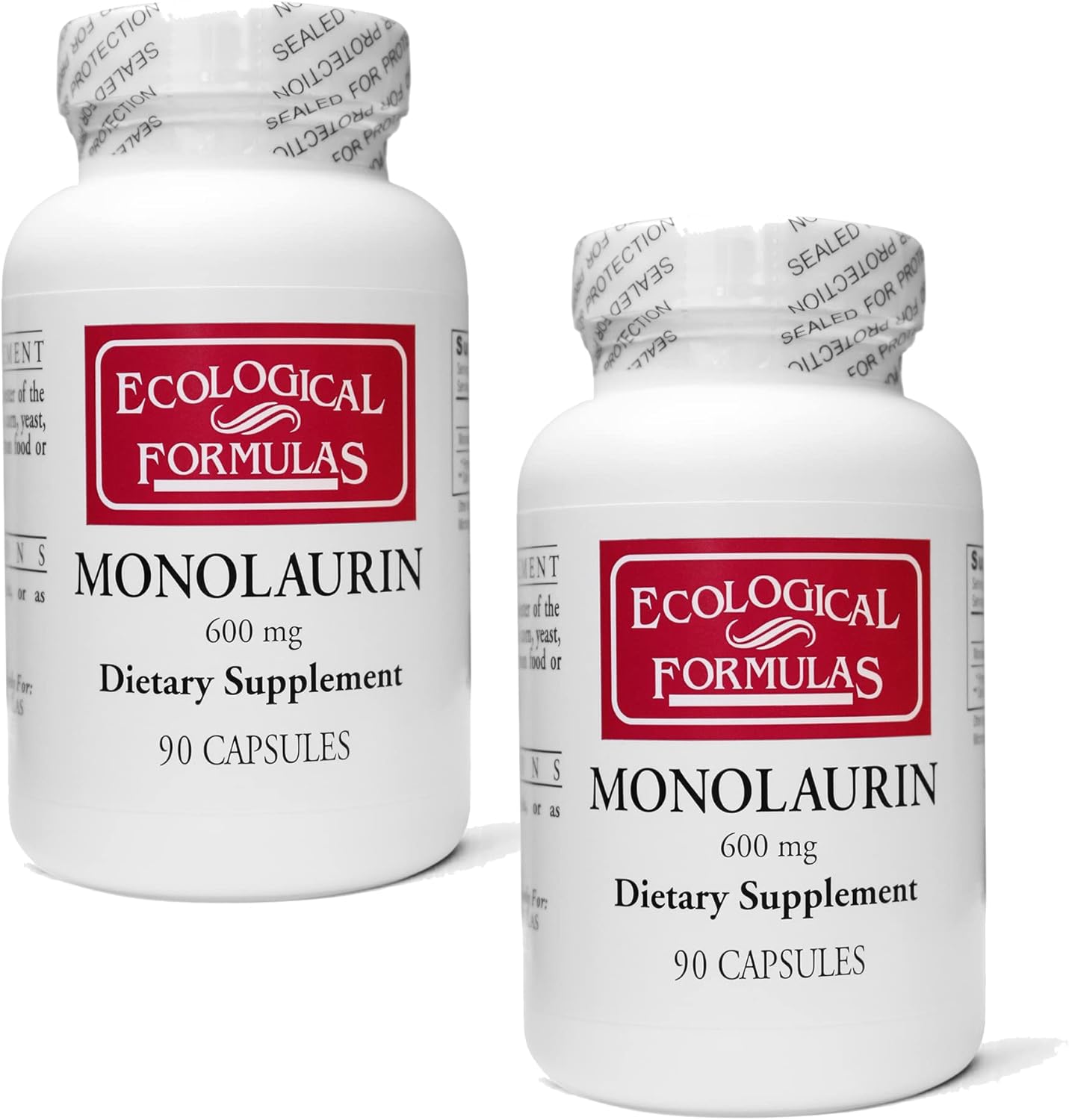600 mg Monolaurin Supplement - Twin Pack of 180 Capsules by Ecological Formulas