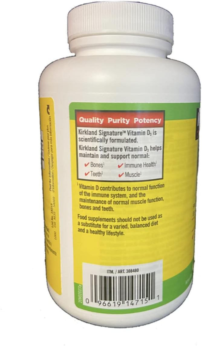 600 Softgels Kirkland Signature Extra Strength Vitamin D3 2000 I.U. - Large Bottle for Immune Support