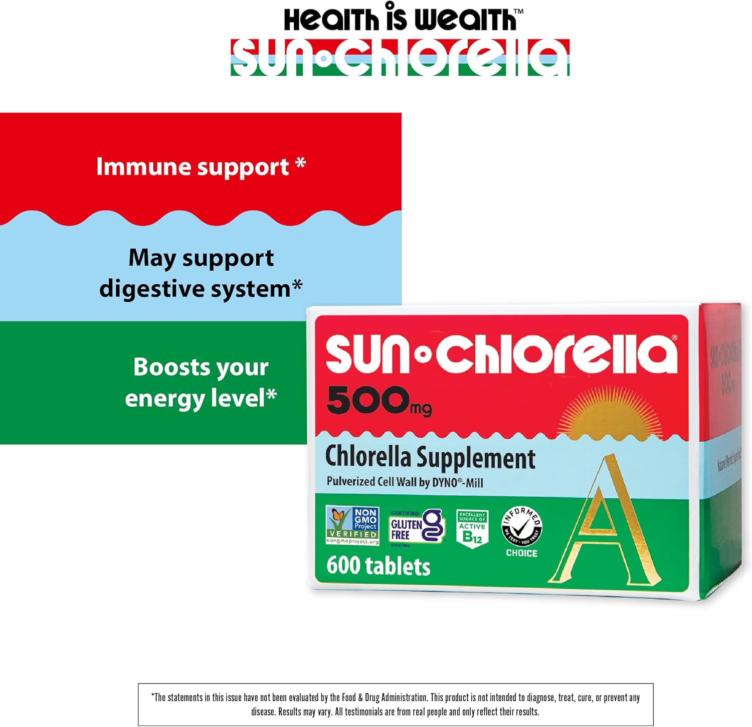 600 Tablets of Sun Chlorella A, Each Tablet Contains 500 mg