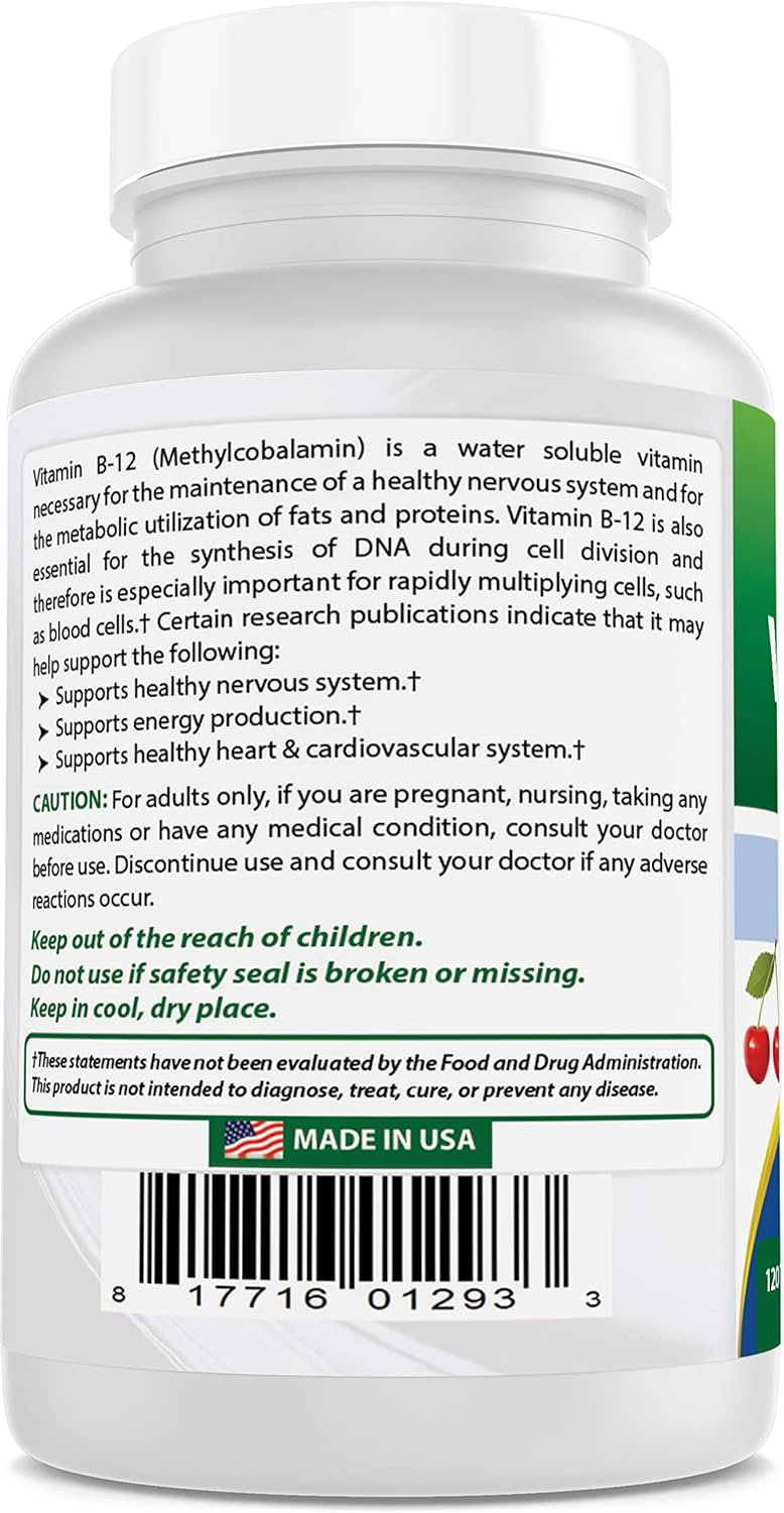 6000 mcg Methyl B12 Sublingual Tablets - 360 Count - Best Naturals Vitamin B-12 Methylcobalamin