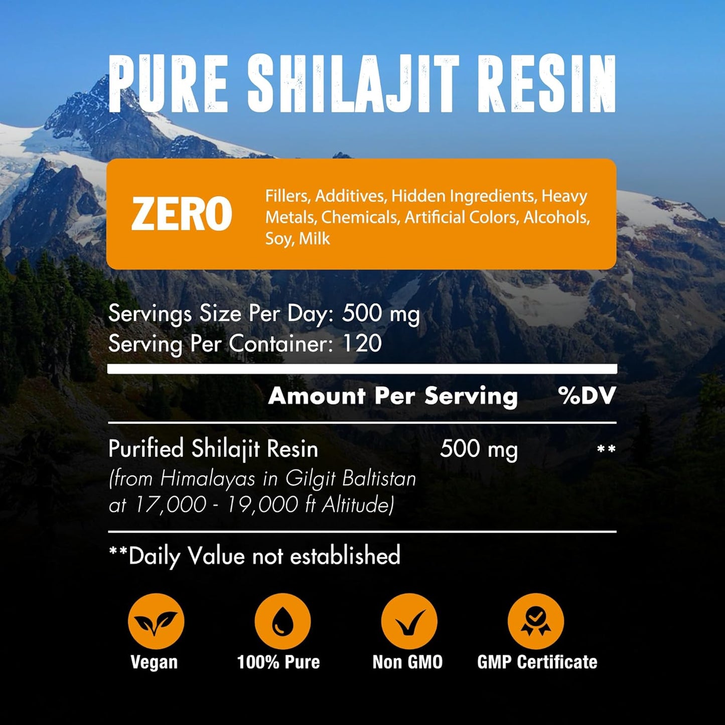 60,000 MG Shilajit Pure Organic Resin - 65% Fulvic Acid & 85+ Trace Minerals - Energy Booster & Immune Support - Sugar Free - 120 Servings