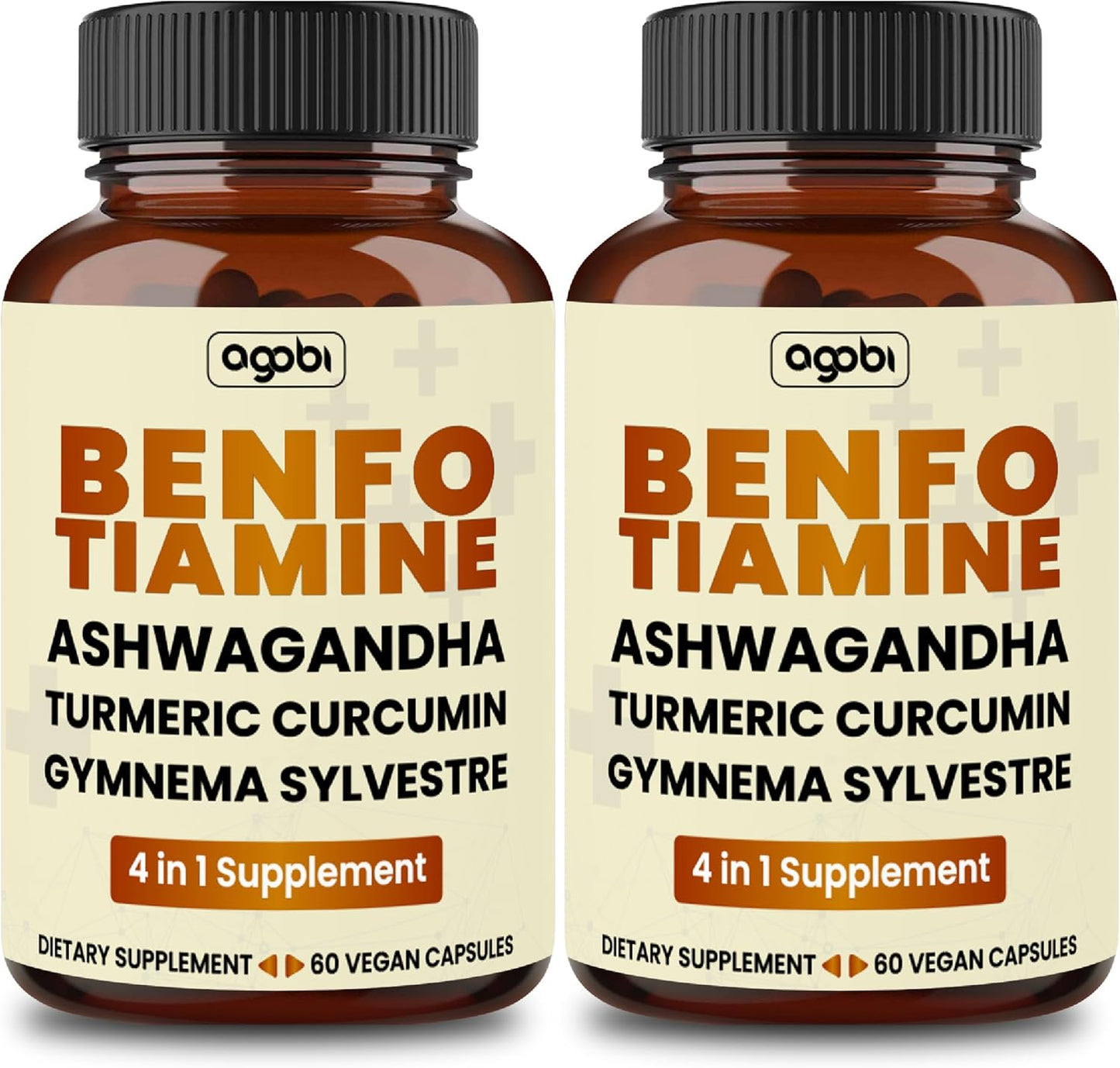 600mg Benfotiamine Supplement for Digestion, Energy, and Immune Support - Turmeric Curcumin, Ashwagandha, Gymnema Sylvestre - 120 Capsules (2 Month Supply)