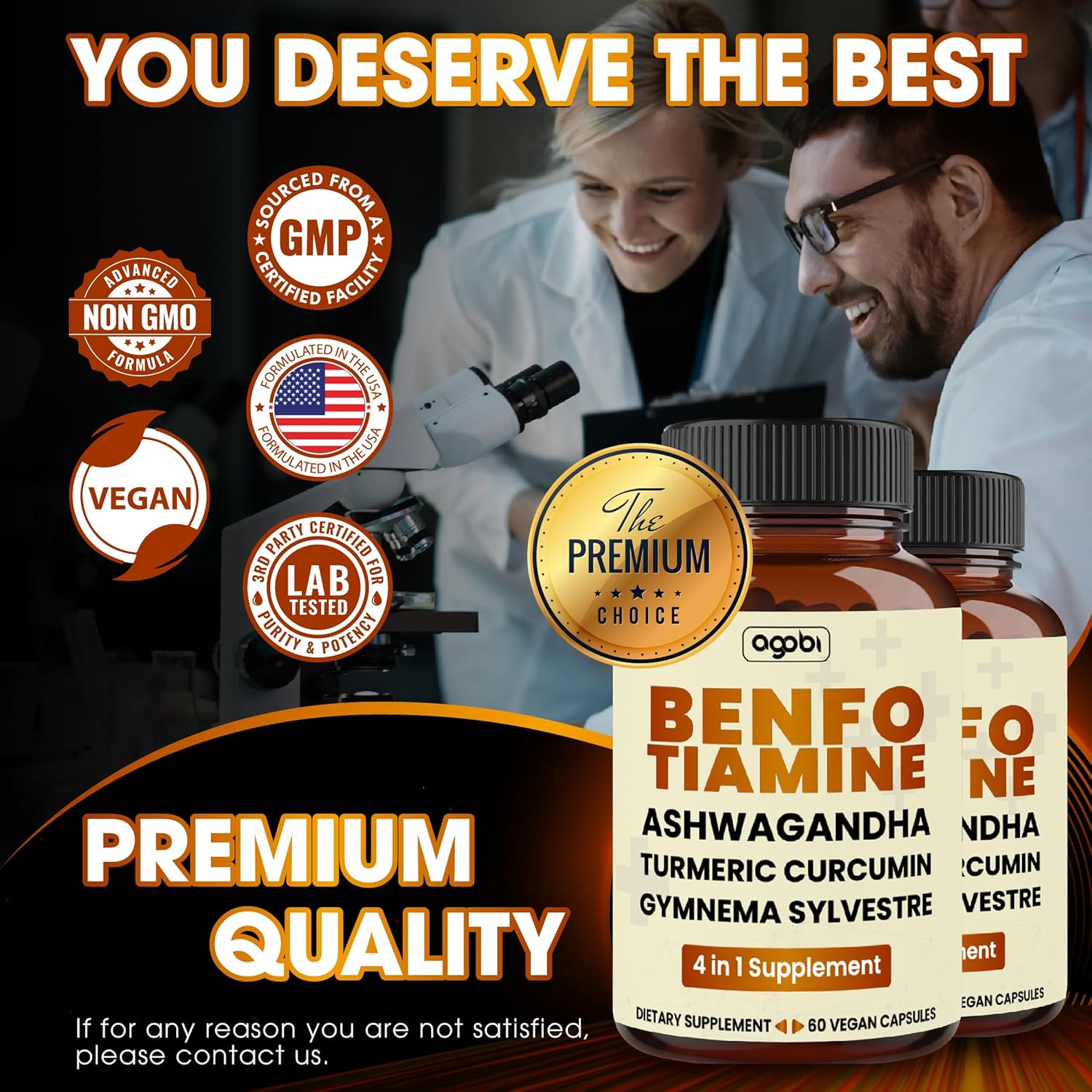 600mg Benfotiamine Supplement for Digestion, Energy, and Immune Support - Turmeric Curcumin, Ashwagandha, Gymnema Sylvestre - 120 Capsules (2 Month Supply)