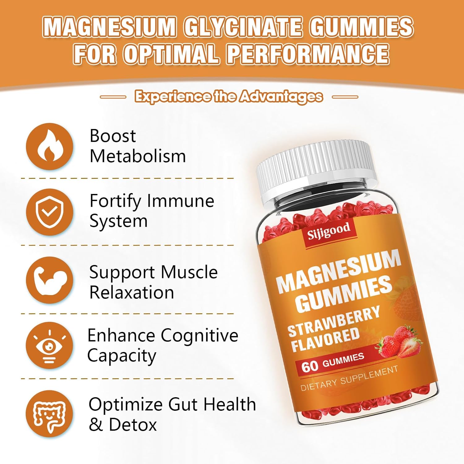 600mg High Absorption Magnesium Glycinate Vegan Gummies - 60 Count - Supports Relaxation, Muscle, Bone, Energy for Adults