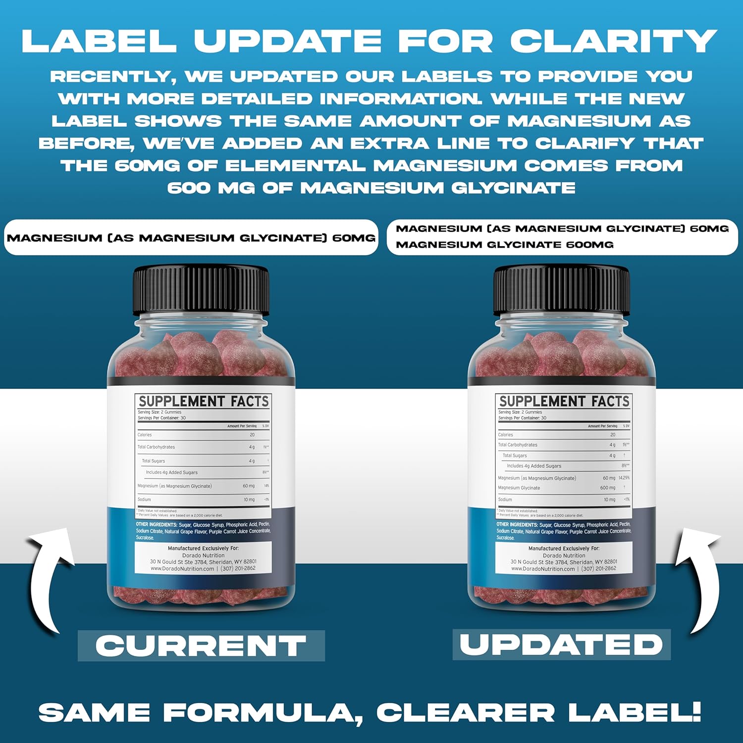 600mg Magnesium Glycinate Gummies for Adults - 60 Count - Made in USA - High Quality Nutritional Supplement