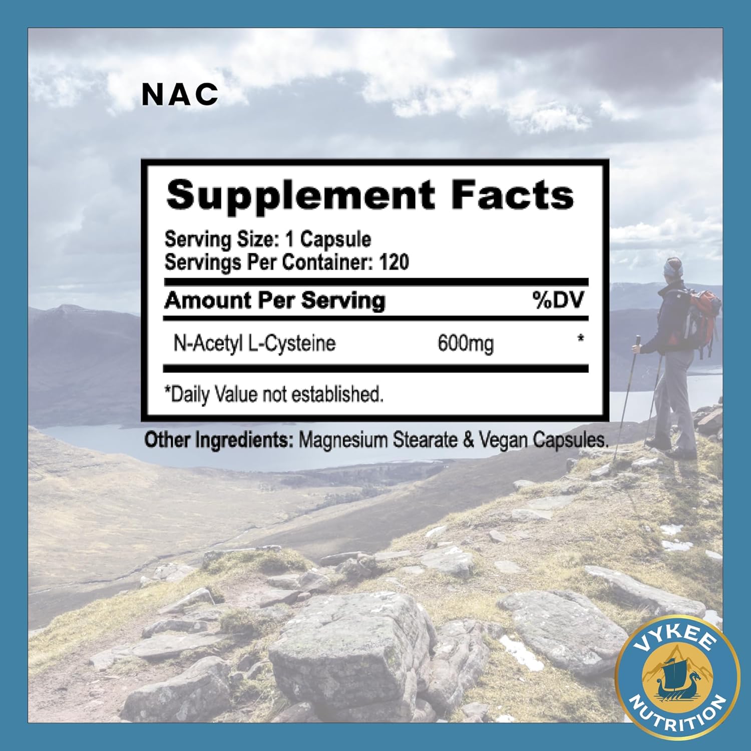 600mg N-Acetyl L-Cysteine Capsules for Antioxidant & Liver Support - Vegan & Non-GMO - 120 Capsules