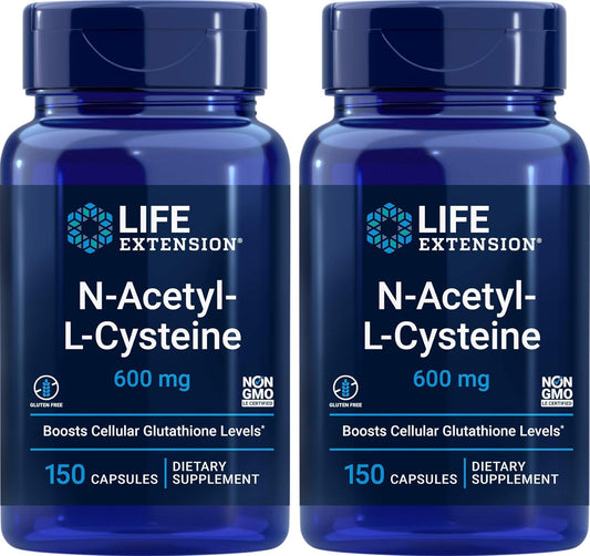 600mg N-Acetyl-L-Cysteine (NAC) Supplement, 150 Capsules x 2 - Life Extension Formula