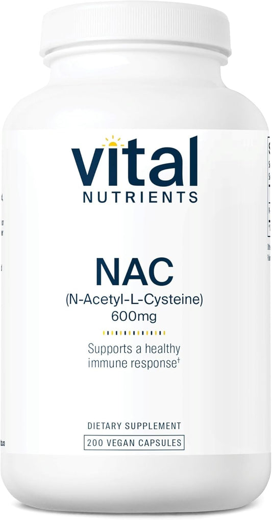 600mg NAC Supplement for Sinus, Liver, and Immune Health- 200 Capsules- Vegan and Gluten-Free