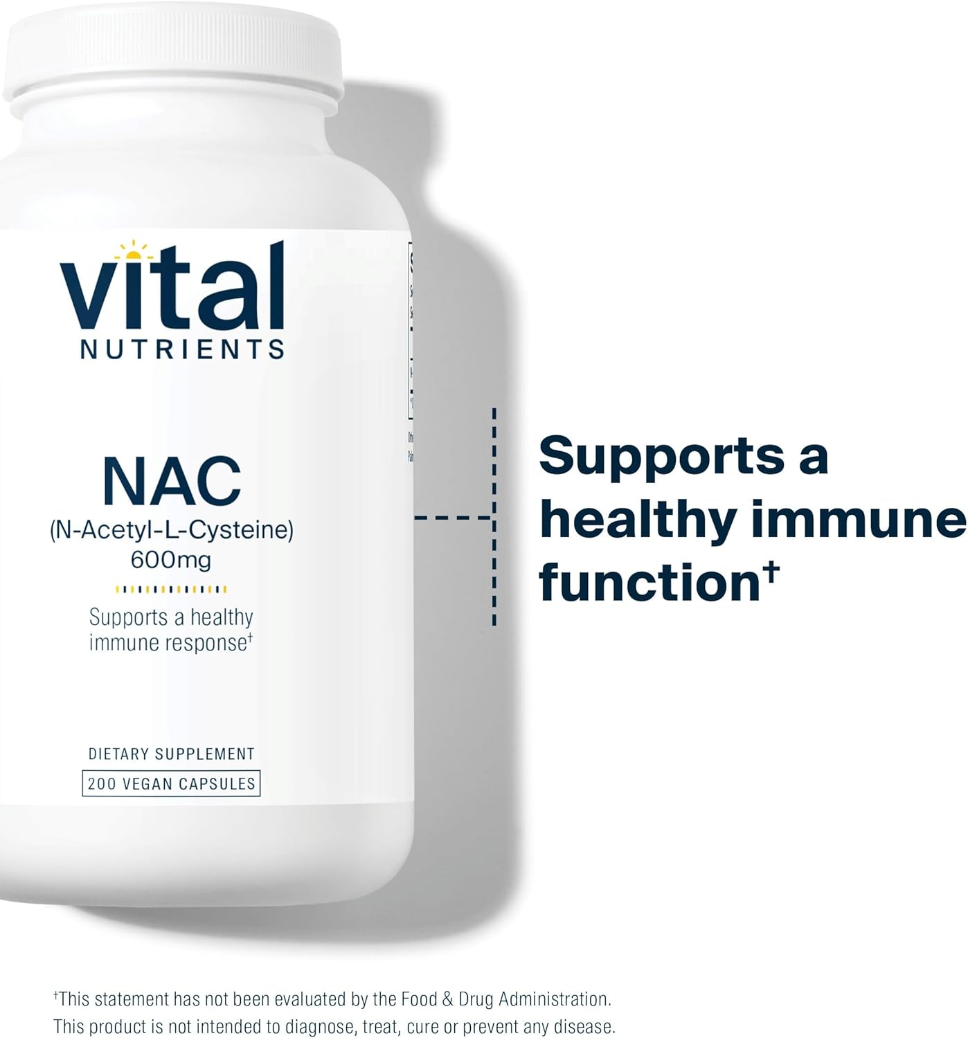 600mg NAC Supplement for Sinus, Liver, and Immune Health- 200 Capsules- Vegan and Gluten-Free